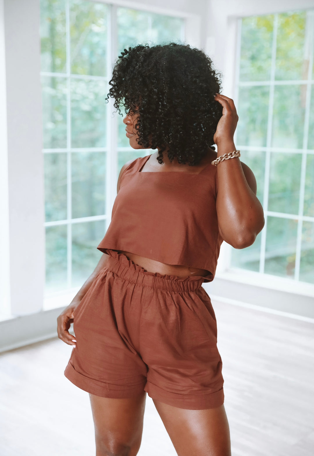 Choco Brown Linen Short Set - Modern Ruth 